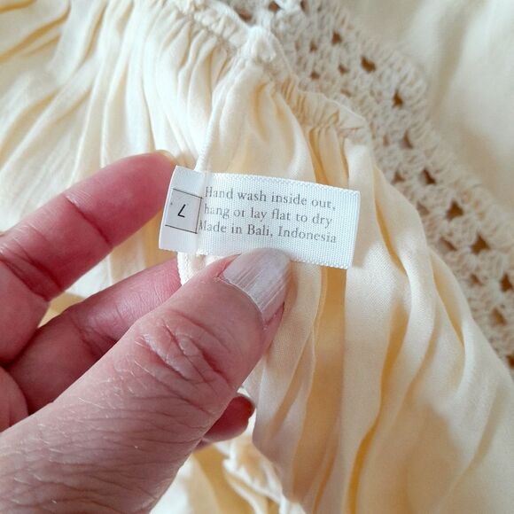 INDAH by Revolve Tunic Boho Look Dress w/ V-neck Crochet Trim Dress sz: S - Picture 11 of 12